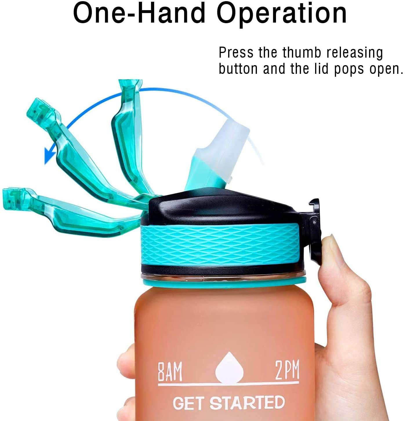 Outdoor Gym Custom Motivational Time Marker Reusable 32oz Sports Tritan Plastic Water Bottle