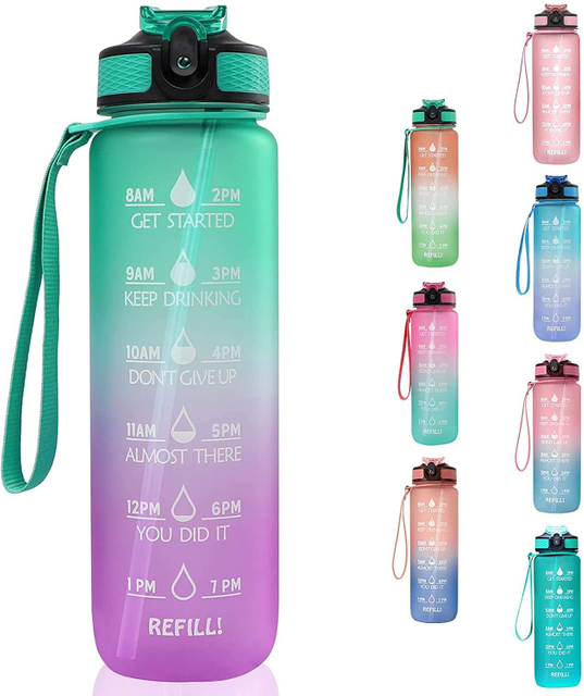 Wholesale Customize Bpa Free 1000ml 1l 32oz 32 oz 1 Gallon Plastic Tritan Motivational Drinking Water Bottle with Time Marker