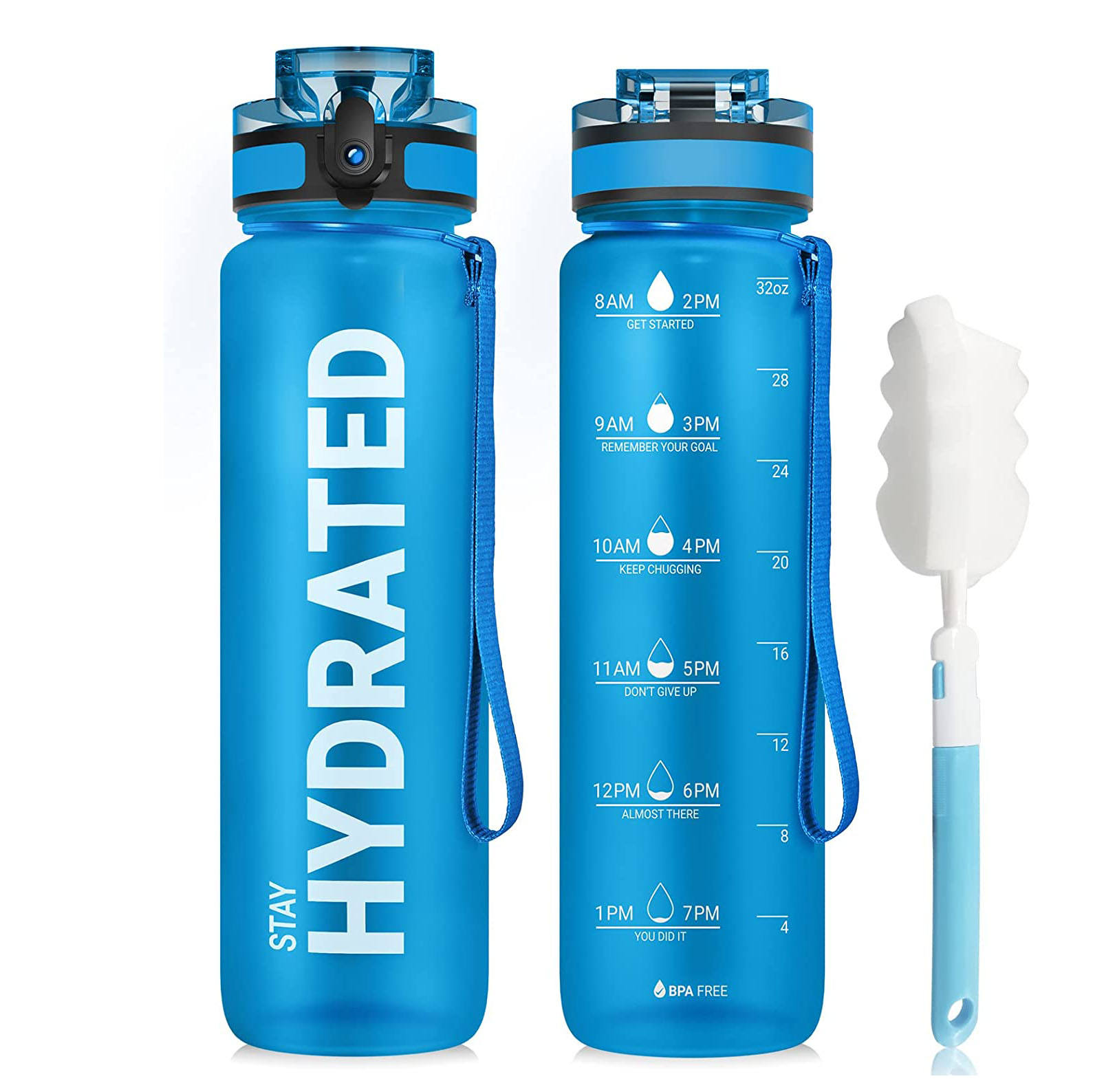 Sports Water Bottle 32oz Large Flip Top Leak Proof Lid One Click Open Non-Toxic BPA Free & Eco-Friendly Tritan Plastic Bottle
