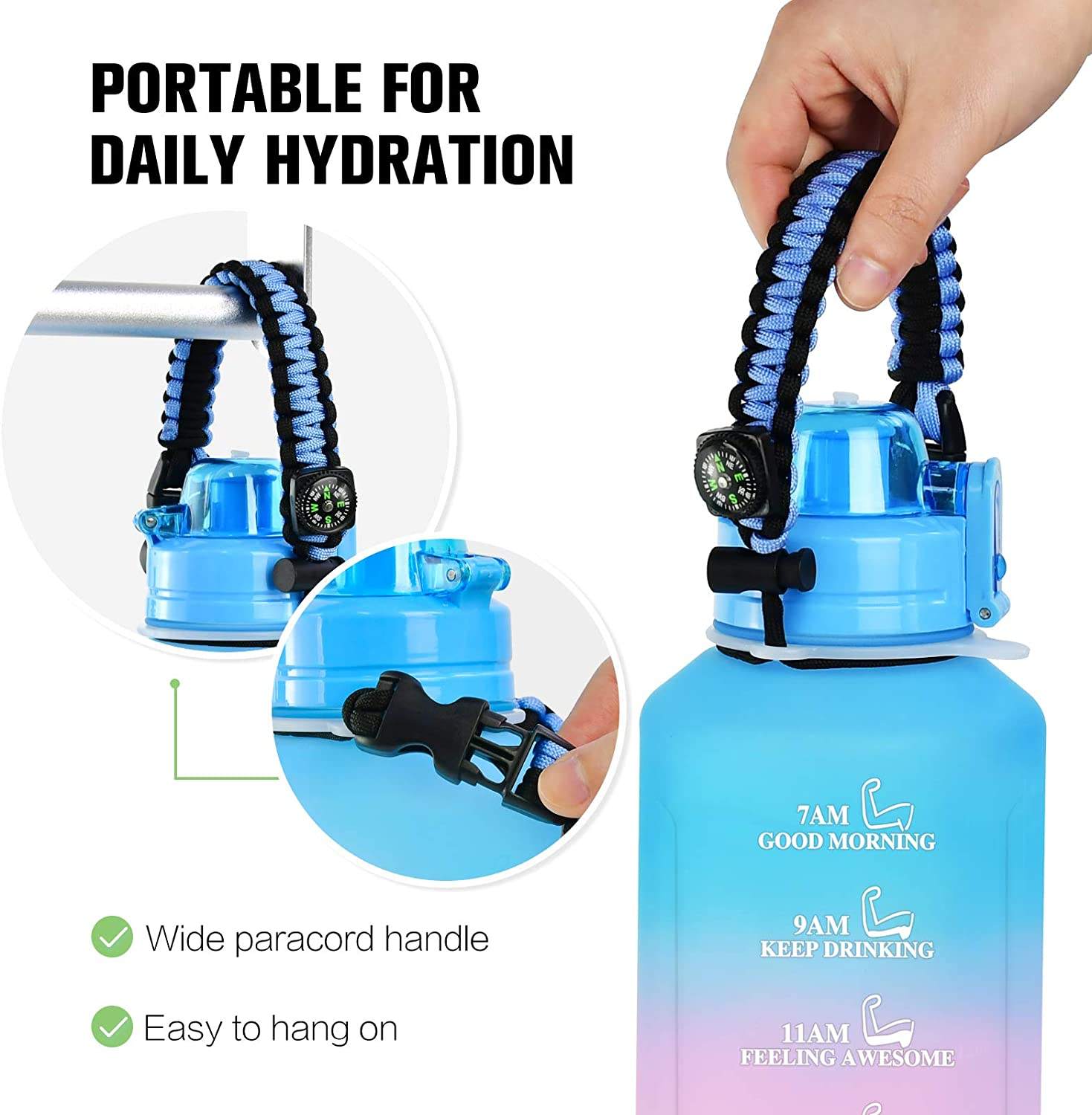 Top Seller Sport Gym Frosted Plastic Drink Motivational Water Bottle in Bulk Gallon Tritan Water Bottle with Time Marker