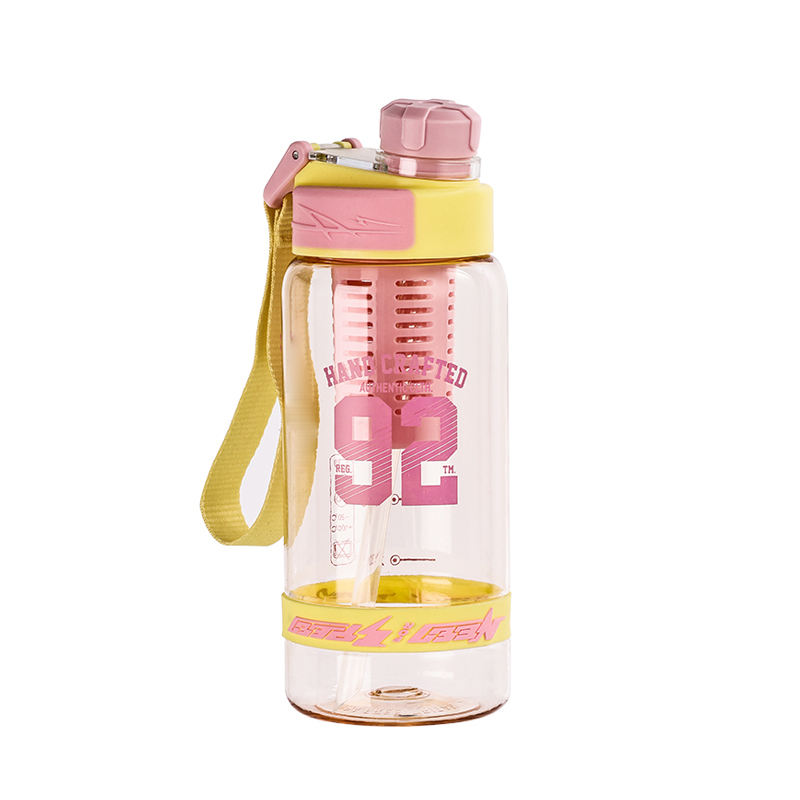 750Ml Wide Mouth Portable Transparent Plastic Sports Water Bottle With Straw Fruit Infuser Custom Logo
