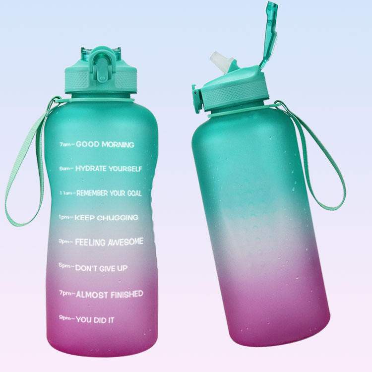BPA Free Custom Logo Half Gallon PETG Plastic 2.2 Litre Sport Water Bottle with Time Marker