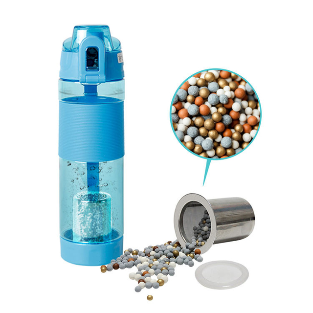 Custom 650ml Alkaline Water Bottle with Filter for Sale with Mineral Ball Hydrogen Alkaline Water Bottle
