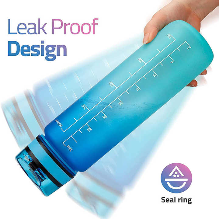 New Design BPA Free 1000ML Plastic High Quality Tritan Gym Sports Motivational Water Bottle with Custom logo