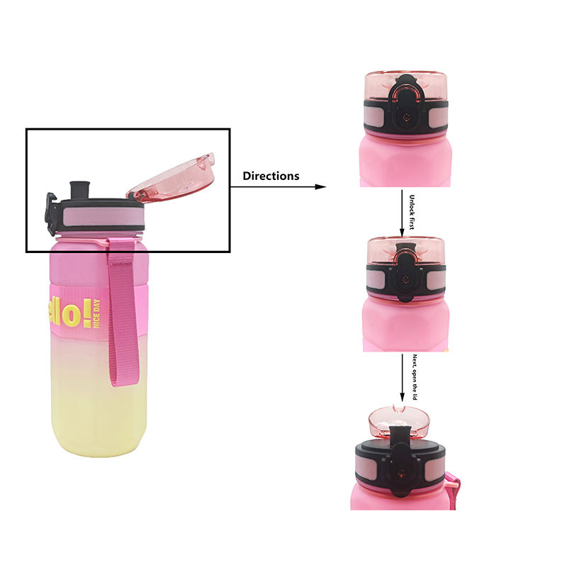 Wholesale 750Ml Wide Mouth Portable Sport Plastic Sports Gradient Color Water Bottle With Rope