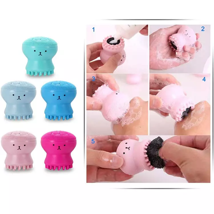 Portable Octopus Shape Face Soft Facial Brush Silicone Facial Cleansing Brush for Woman