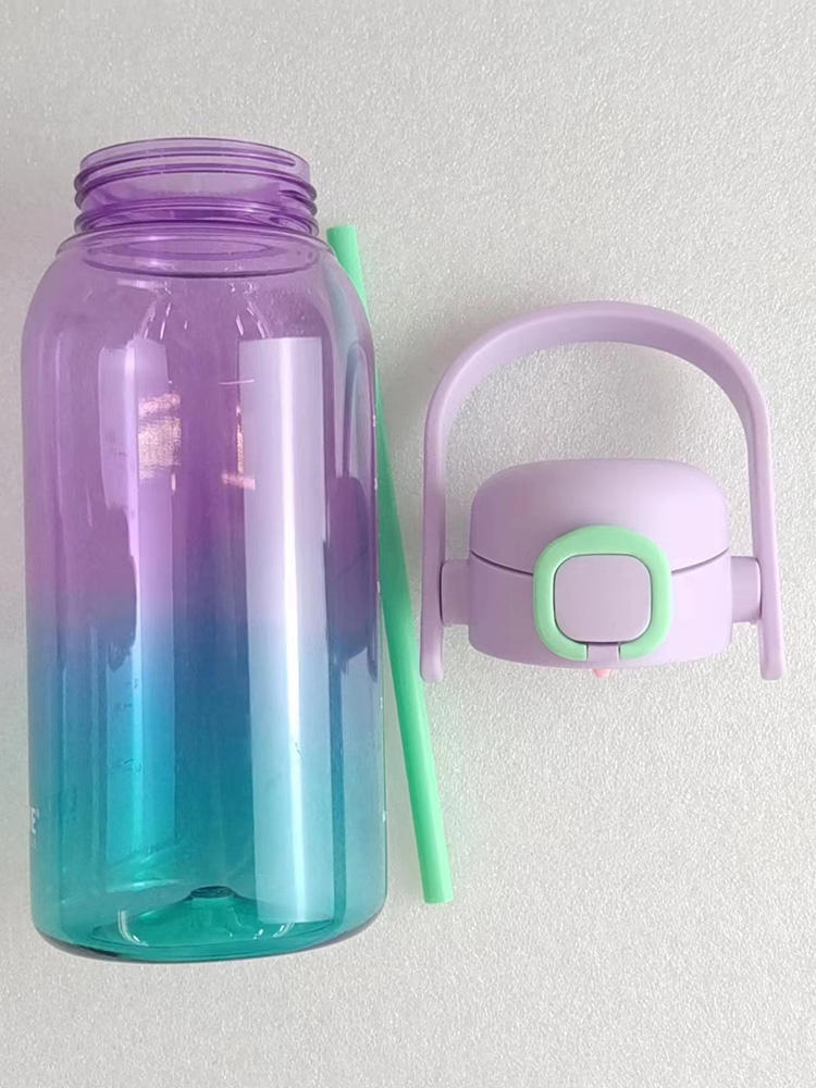 Custom 1L Large Capacity Straw Cup Plastic Water Cup Color Sport Motivational Outdoor Direct Drinking Water Bottle with Handle