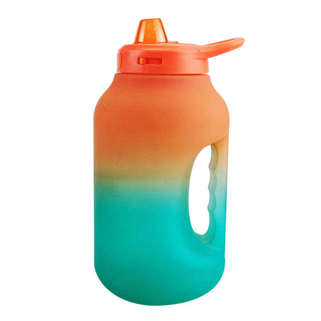 1.8L Custom High Capacity Leak Proof Half Gallon Plastic Water Bottle Gradient Color with Big Handle and Silicone Nozzle