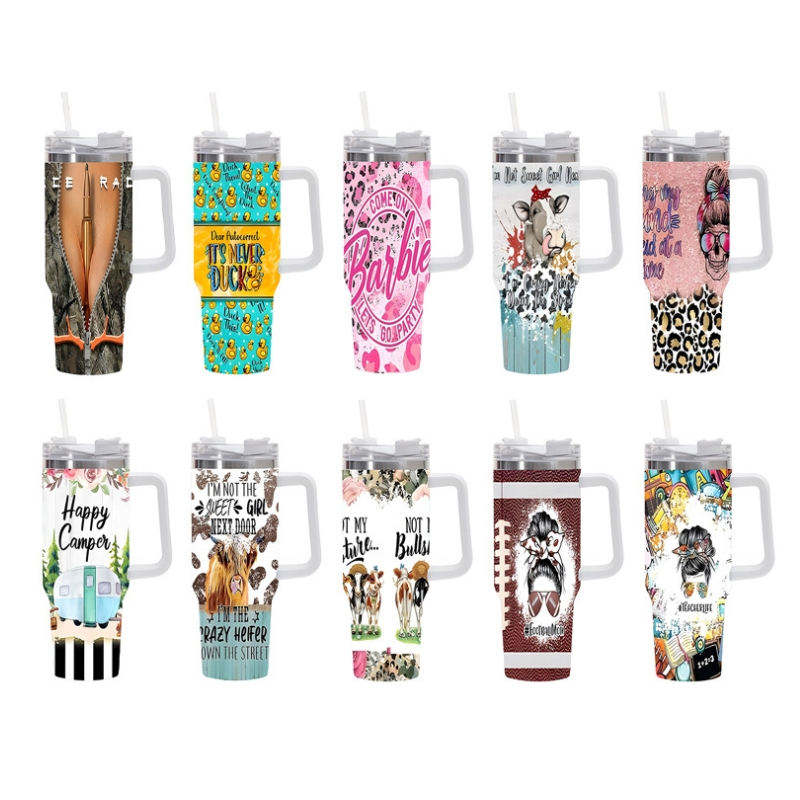 40oz Cartoon Print Tumbler Halloween Double Wall Vacuun Insulated Travel Car Mug Funny Gift Tumbler Cup with Lid and Straw