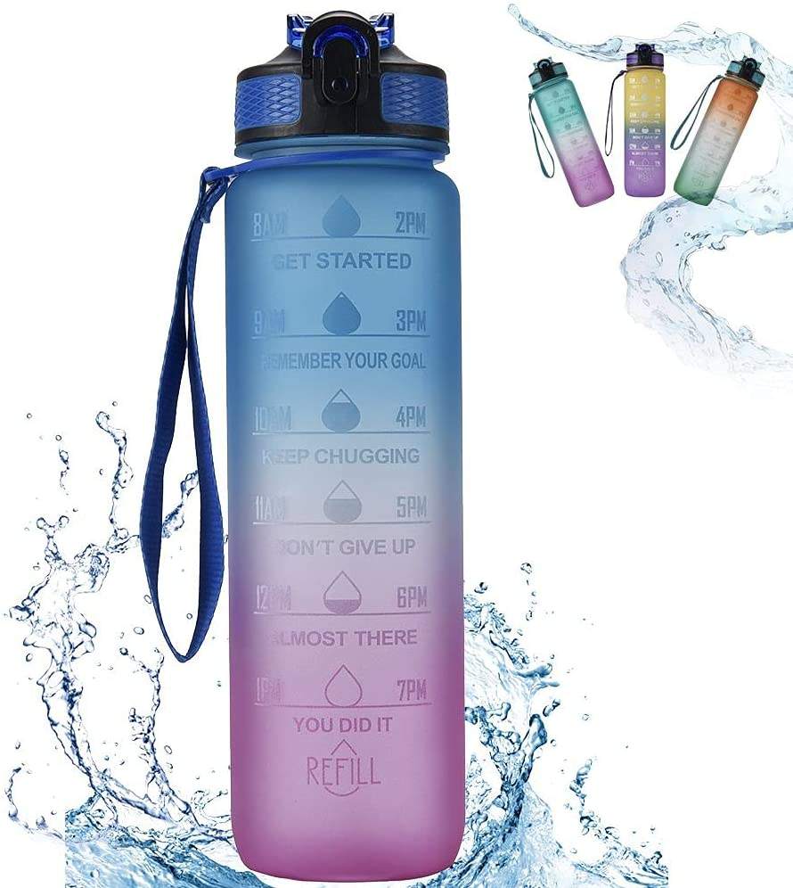 Wholesale 1000ML BPA-Free Gym Sport Travel Water Bottle with Straw Private Label Free Sample