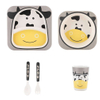 Customized Design Toddler Baby Kids Feeding Cartoon Bamboo Fiber Dinnerware Sets Dishwasher Safe Plate Bowl Cup Spoon Fork Set