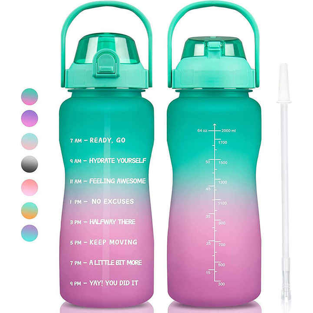 2200ML Gym Half Gallon Water Bottle Botellas De Agua Leak Proof Water Bottle