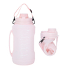BPA Free 2L Large Capacity Collapsible Silicone Sports Water Bottle With Straw and Time Marker
