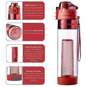 BPA Free 24oz Clear Tritan Water Bottle With High Appearance Level With Handle and Fruit Infuser