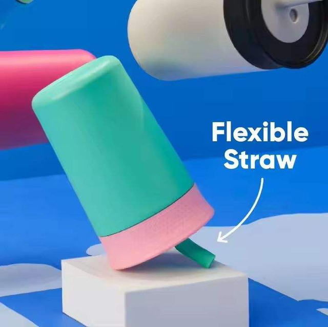 12oz Cute and Insulated Stainless Steel Cup with a Splash-proof Straw and a Silicone Mouthpiece Customizable