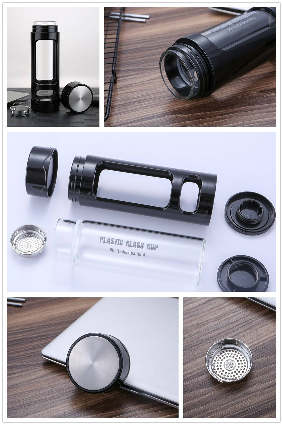 Borosilicate Glass Drinking Water Bottle Water Bottle With Custom Protective Silicone Sleeve