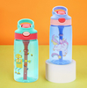 480ML BPA Free Cartoon Plastic Water Bottle With Straw and Handle for Children