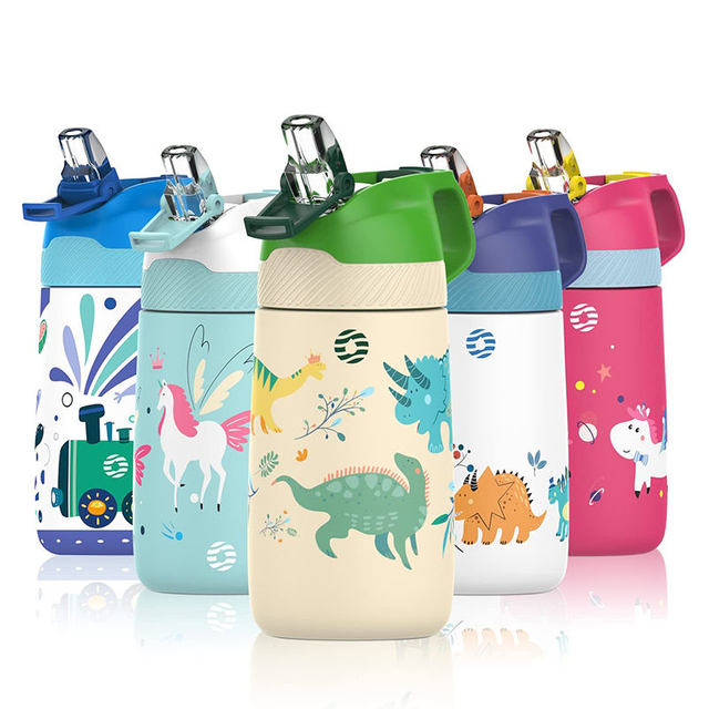 Wholesale Customized 450ml Kids Drinking Bottle Plastic Drink Kids Water Bottle with Straw
