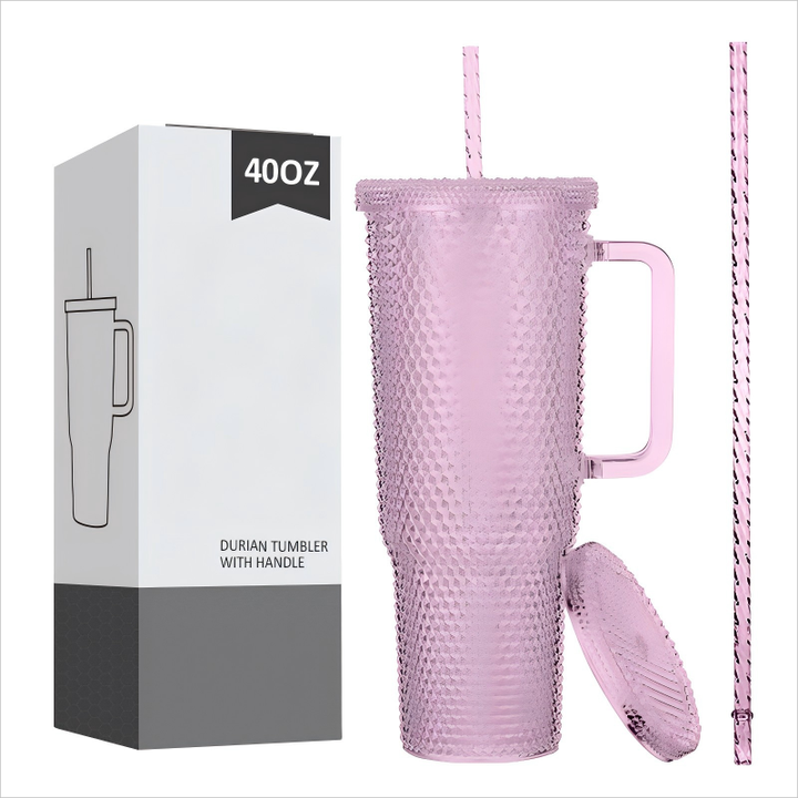 New Upgraded Water Cup BPA Free 40oz Double Wall Straw Plastic Cup Durian Cup for Gym