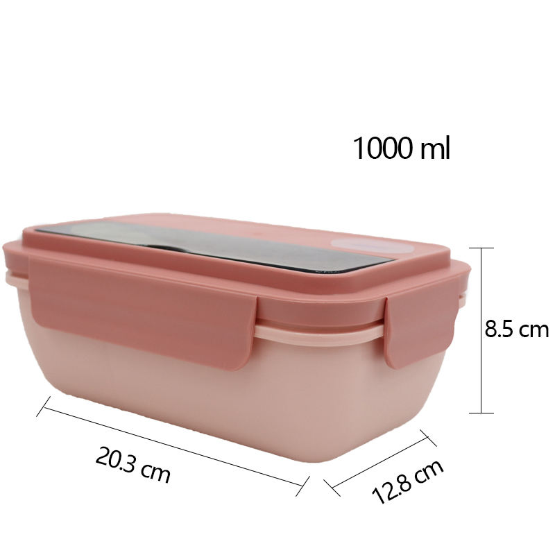 Cute and Portable Plastic Lunch Boxes with Spoons for Picnics Which Can Be Heated