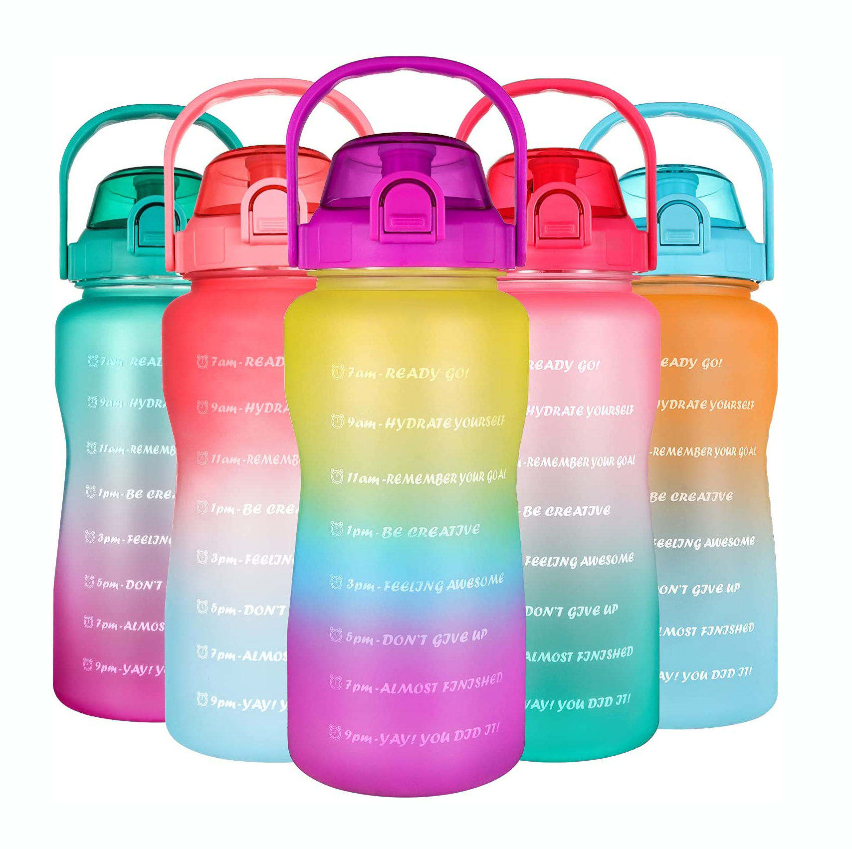 64oz Custom Color and logo Gradient High Aesthetic Outdoor Fitness Portable 2.2L Large Capacity Water Bottle
