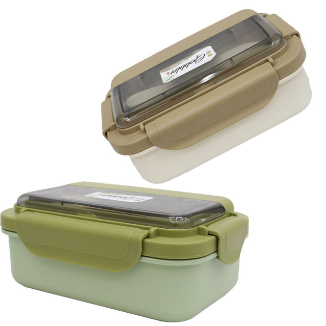 1100ml Large Capacity Food Grade Plastic Lunch Box for Children and Adults Equipped with a Dining Spoon