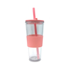 24oz Transparent Anti slip Strap Straw Heat Resistant Coffee Cup