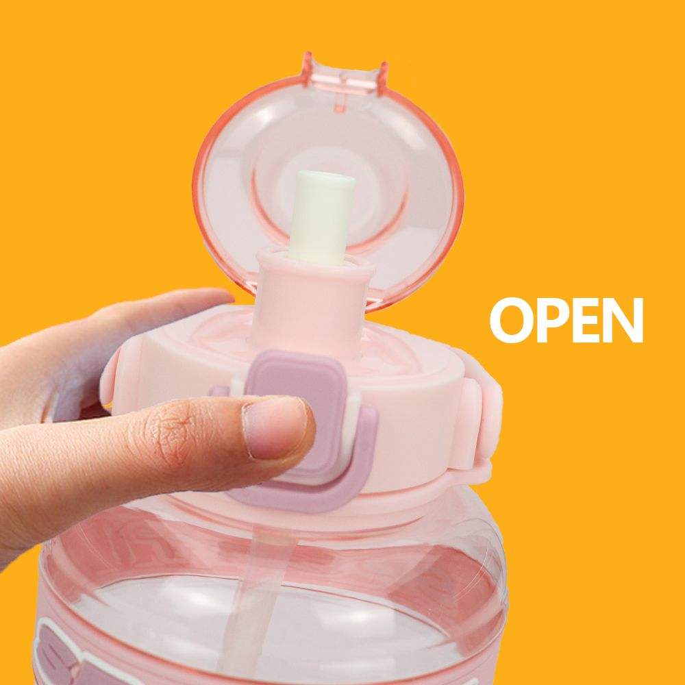 32oz 1L Plastic Water Bottle in the Shape of a Cylinder with Soft Straw Lid BPA Free Safe