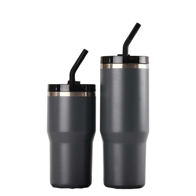 Colorful Powder Coated Vacuum Insulated Tumbler Flask Straw Stainless Steel 304 Thermal Outdoor Mug
