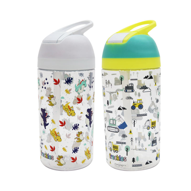 Cartoon Style Kids 600ml 21oz Water Cup with Customizable Patterns Leak Proof Portable BPA Free