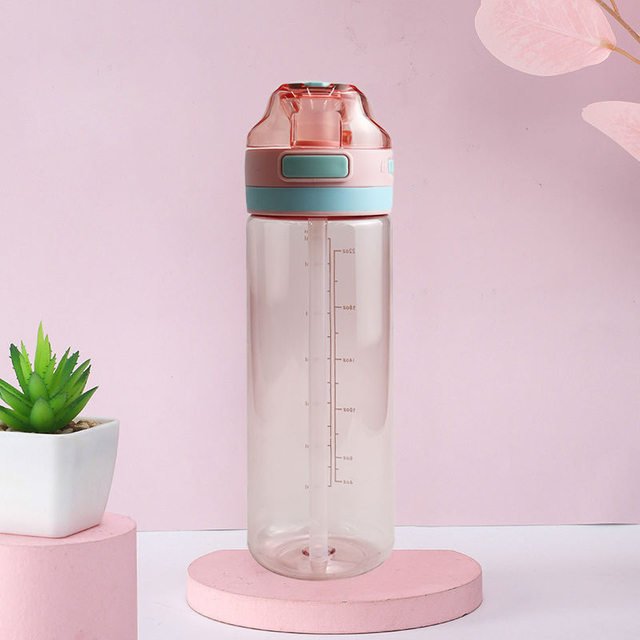 26Oz BPA-Free 750ml Transparent Reusable Water Bottle with Straw Perfect for Gym Sports