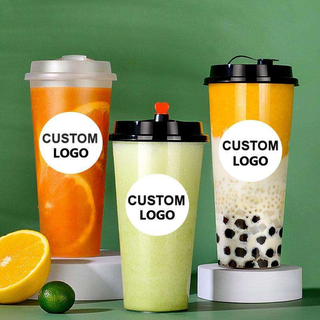 Wholesale Custom logo Disposable Plastic Cups with Lid 12oz 8oz 16oz PP Custom logo Hot or Cold Party Drinking Coffee Cups