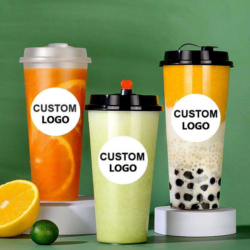 Wholesale Custom logo Disposable Plastic Cups with Lid 12oz 8oz 16oz PP Custom logo Hot or Cold Party Drinking Coffee Cups