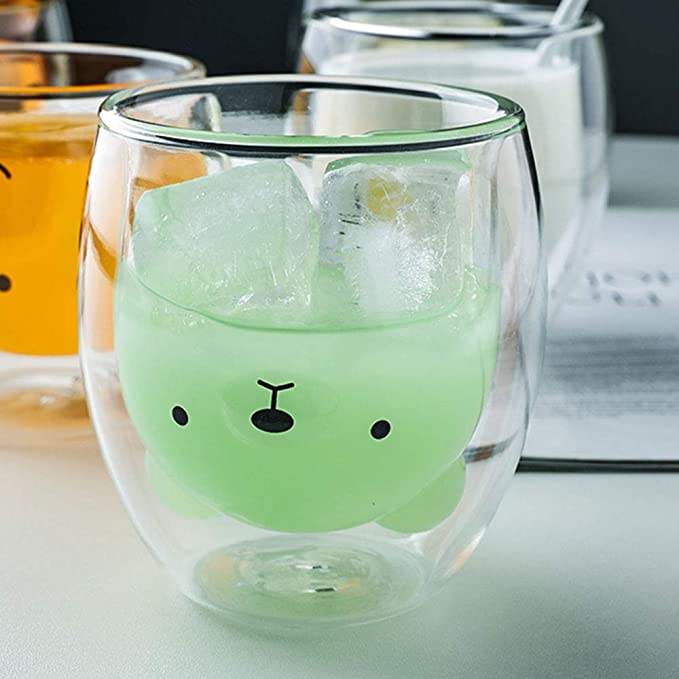 Cute Animal Shape Transparent Coffee Cup Gift Cup Double Wall High Borosicility Glass Water Bottle