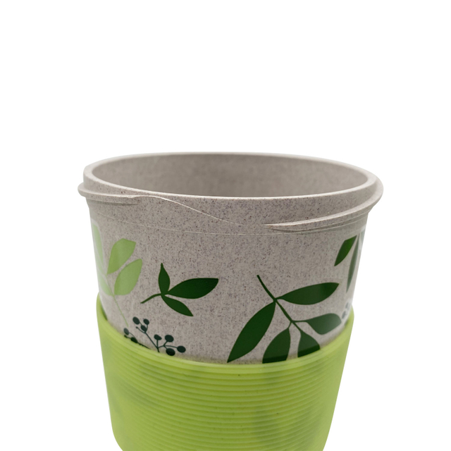 14OZ 100% Biodegradable BPA Free PLA Bamboo Fiber Coffee Cup PP Wheat Straw Cups No Leaking Dishwasher Safe