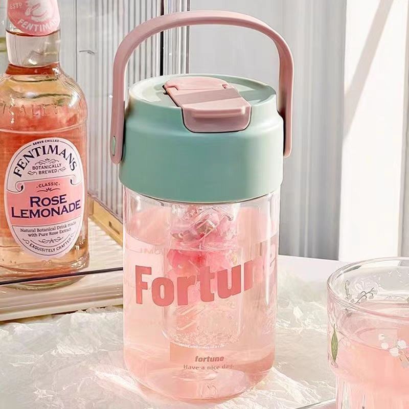 600ml/800ml Plastic Water Bottle with Straw Cute Baby Girls Multi Colors BPA FREE Plastic Water Bottle