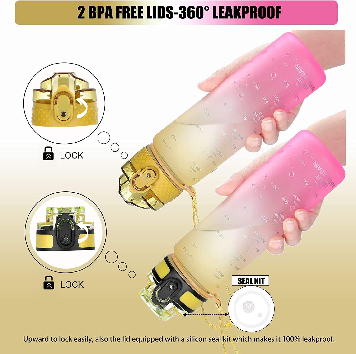 Custom Kids Water Bottle for School with Straw Chug Lid Unbreakable Leak-Proof BPA-Free Motivational Water Bottles