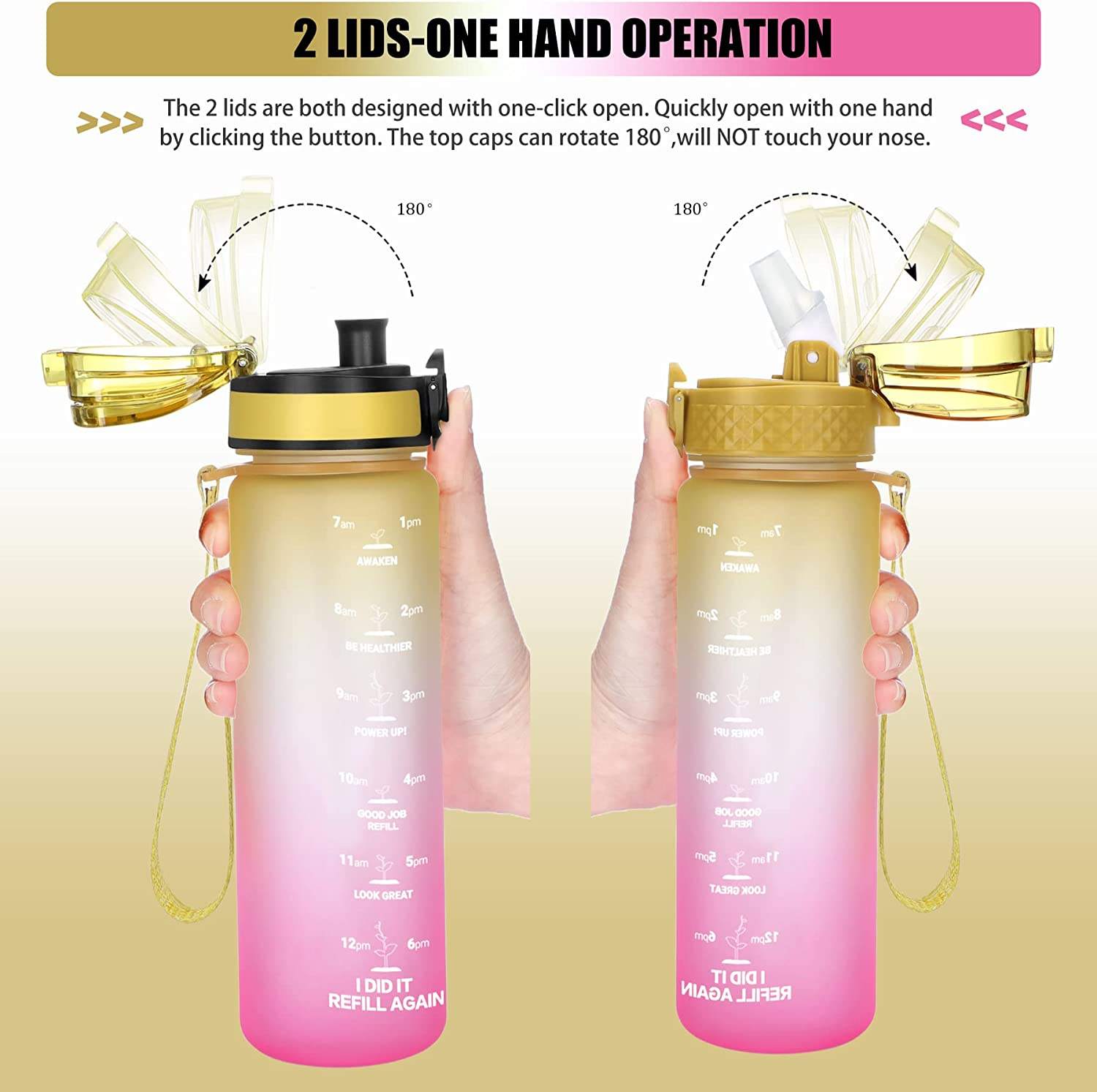 Custom Kids Water Bottle for School with Straw Chug Lid Unbreakable Leak-Proof BPA-Free Motivational Water Bottles