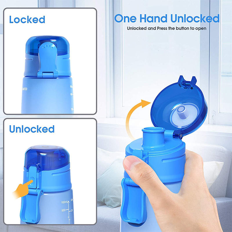 Wholesale Eco Friendly Tritan Plastic Sport Water Bottle With Time Marker Custom Straw Lid Drink Motivational Water Bottle