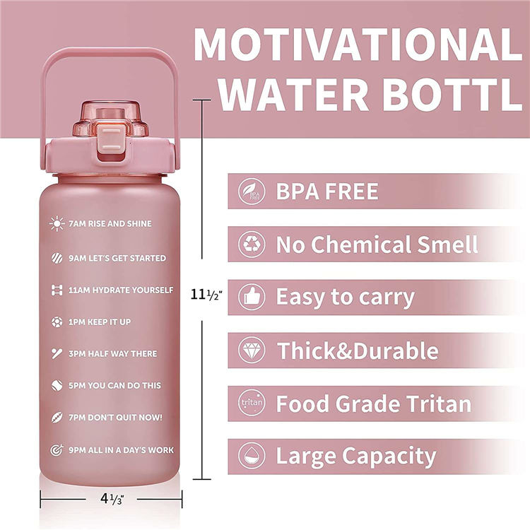 Large Half Gallon 64Oz 64 Ounce Oz Motivational Oem Bpa Free Reusable Gym Sports Water Bottle With Time Maker