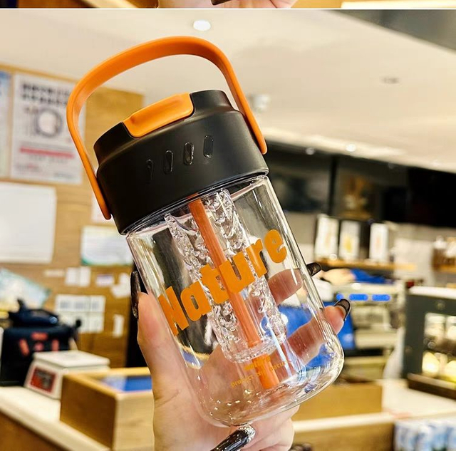 600ml/800ml BPA FREE Beautiful Stylish and Cute Straw Plastic Water Bottle for Students and College Student Birthday Gift