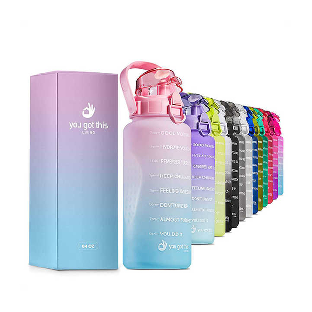 Garrafa Agua Botellas De 2 Litros 2L Logo Custom Eco Friendly Bottles Wholesale Water Bottle With Straw