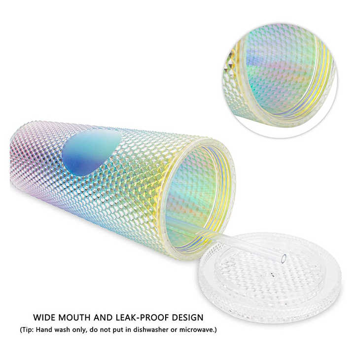 Leakproof Iridescent Iced Coffee Funny Tumbler With Straw Double-Wall-Tumbler