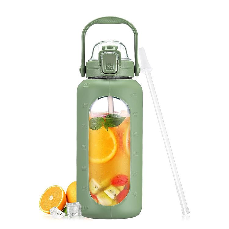 Bottiglia Personalizzata Botella De Agua Tritan Workout 2L Bpa Free Water Bottle With Straw and Handle Bottles