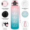 High Quality 32Oz Leak Proof Wide Mouth Motivational Plastic Water Bottle With Time Marker Filter Strap