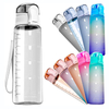 Custom Logo Straw Flip Top Filter Plastic Sport BPA Free 1l 32oz 32 oz Tritan Motivational Water Bottle With Time Marker