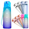 Custom Logo Straw Flip Top Filter Plastic Sport BPA Free 1l 32oz 32 oz Tritan Motivational Water Bottle With Time Marker