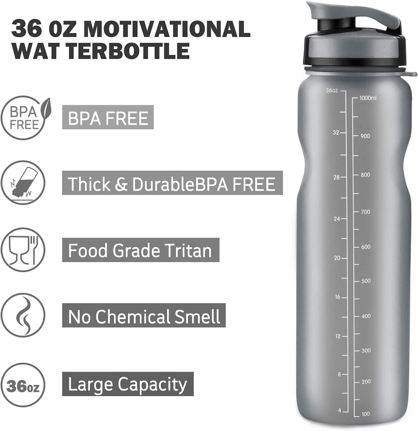 1000ML 32OZ BPA Multiple Color Convenient Portable Gym Drinking Water Plastic Bottle clear with Rope for Sports