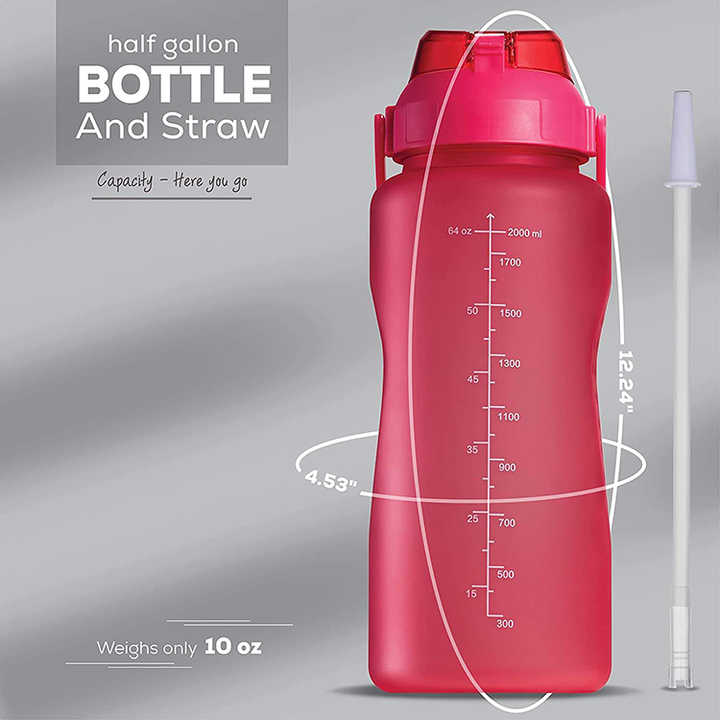 Garrafa De Agua De Ginastica Botella De Agua Deportiva 2 Lts Reasuable 64 Oz Tritan Sport 2 Ltr Water Bottle With Straw
