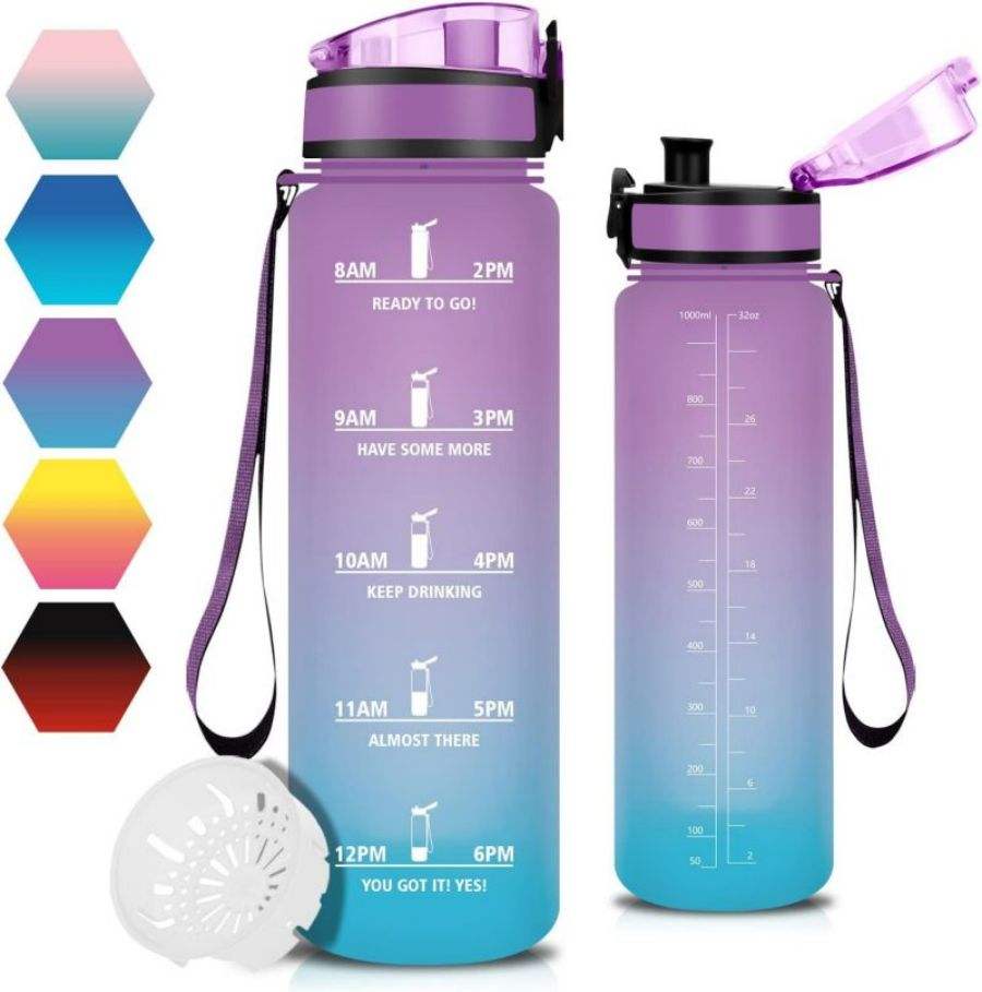 Wholesale Eco-Friendly High Quality Cheap Gym Matt Black Drinking 1000ml Plastic Sports Water Bottle